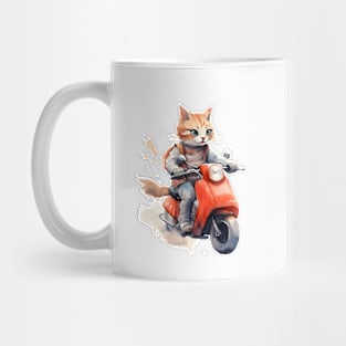 Ginger Cat on a Scooter Mug